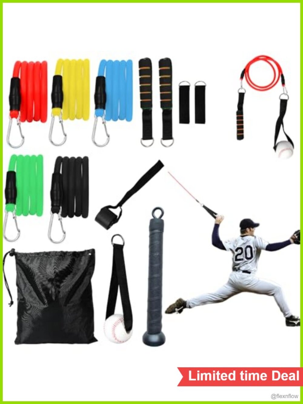 Baseball Resistance Trainer, 13pcs Pitching Training Kit with Bands, Arm